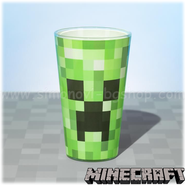 * 2022 Minecraft Glass cup 400ml. Creeper Green PP6729MCF